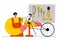 Bicycle Repair. Flat style vector illustration.