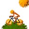 Bicycle rider with dandelion flower wheels. Vector illustration