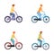 Bicycle rider icons set cartoon vector. Man and woman on bicycle