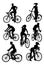 Bicycle Riding Bike Cyclists Silhouettes Set