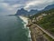 Bicycle and road track and next to the blue sea in the city of Rio de Janeiro.