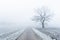 Bicycle route on a cold morning day in south Germany