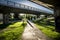 Bicycle route and roadway bridge in Sant Cugat del Valles Barcelona