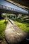 Bicycle route and roadway bridge in Sant Cugat del Valles Barcelona