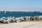 Bicycle, Sailboat, Military Vessels, and City of Coronado in Background