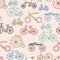 Bicycle seamless pattern. Evolution. Flat colour design vector icon set