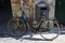 Bicycle secured on a parking in a city of Lucca in Tuscany