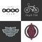 Bicycle shop, rent a bike, bicycle repair set of vector logo, icon