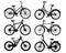 Bicycle silhouette set isolated on white background. Collection of realistic black bike silhouettes. Different style bicycles. JPG