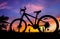 Bicycle silhouette on a sunset