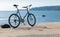 Bicycle stands on the pier, Black Sea coast