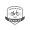 Bicycle store emblem or logo, retro bike badge with banner