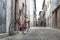 Bicycle on a street in an ancient part of Urbania