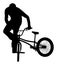 Bicycle stunts vector silhouette. Bike performer. exercising acrobatic figure. Complicate trick.