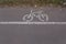 Bicycle symbol in the bicycle lane in the park, Bike pictures are drawn on the road for riding a bicycle