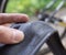 Bicycle tires flat because the pointed scrap or broken glass prick tire on road