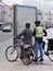 Bicycle tourists are studying the map in Nazare, Centro - Portugal