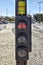 Bicycle traffic light switched to red colour in Avignon, France