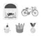 Bicycle, transport, vehicle,cafe .France country set collection icons in monochrome style vector symbol stock