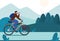 Bicycle for travel. Active sports. Two-wheeled transport. Vector illustration