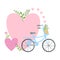 Bicycle And Two Pink Hearts And Plants , Template St. Valentines Day Message Element Missing Text