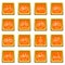 Bicycle types icons set orange square vector