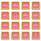 Bicycle types icons set pink square vector