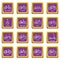 Bicycle types icons set purple square vector