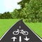 Bicycle walkway, bike path on the field and in the forest