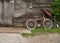 Bicycle and wooden cabin