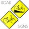 Bicycle yellow road signs