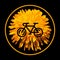 Bicycle yellow sign with dandelion flower on black. Vector illustration