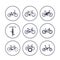 Bicycles, cycling, bikes icons set