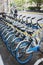 Bicycles from Hellobike company, a popular transportation service platform in the bike-sharing