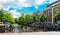 Bicycles lining a bridge over the canals of Amsterdam