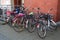 Bicycles parked in the city