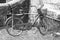 Bicycles parked in the old building yard