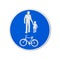 Bicycles And Pedestrians Only. Blue round road sign