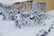 Bicycles in the snow