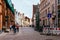 Bicycles in street in historic centre of Wismar, Germany