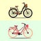 Bicycles women vintage vector set