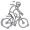 Bicycling,bycicle man vector line icon, sign, illustration on background, editable strokes