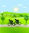 Bicycling and open landscape