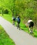 Bicycling in a park