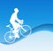 Bicyclist on the abstract background