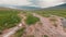 Bicyclist ride on Assy mountain valley in Kazakhstan