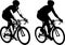 Bicyclist sketch illustration and silhouette