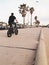 Bicyclist on a sunny day in Santa Monica Beach