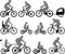 Bicyclists silhouettes collection