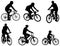 Bicyclists silhouettes set